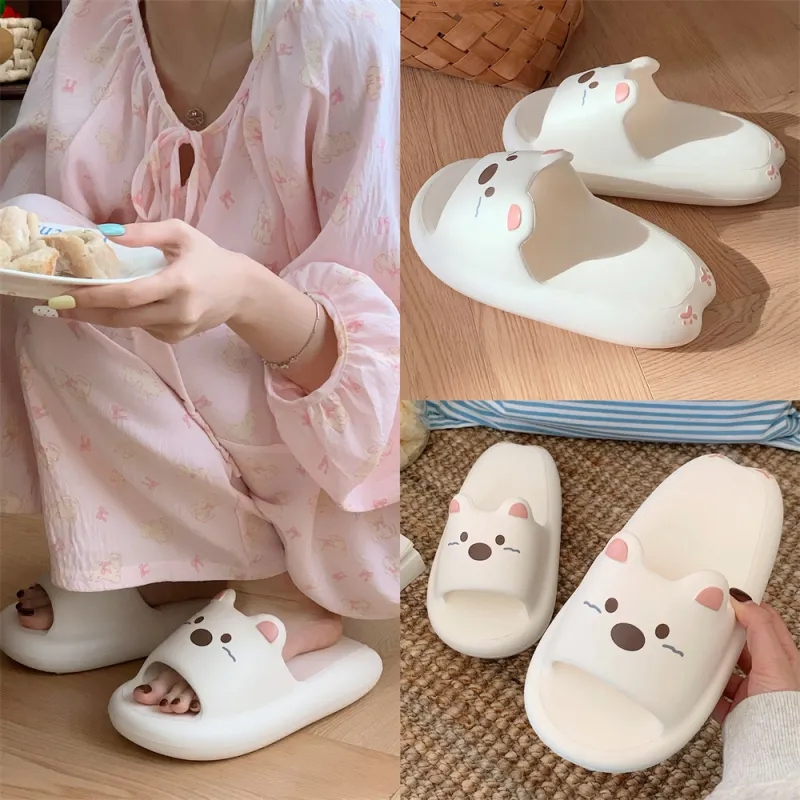 Thin Strips Slippers Women's, White-5