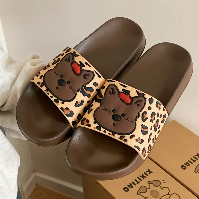 Thin Strips Slippers Women's, Brown-5