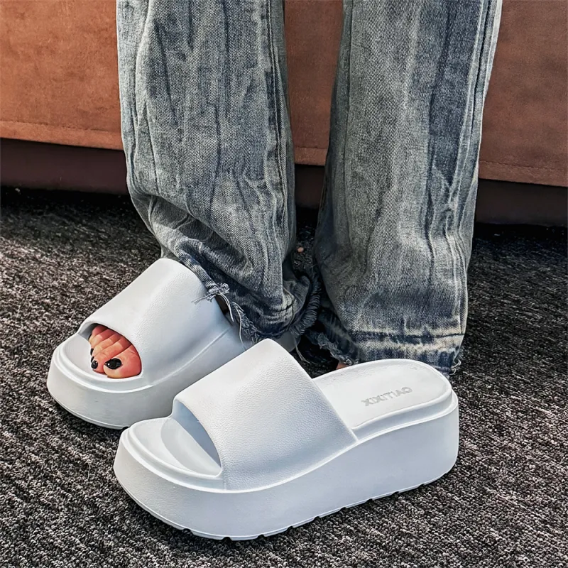 Thin Strips Slippers Women's, White-21