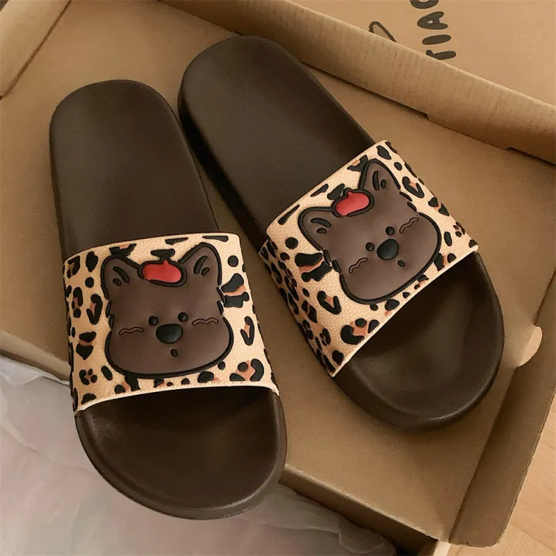Thin Strips Slippers Women's, Brown-3