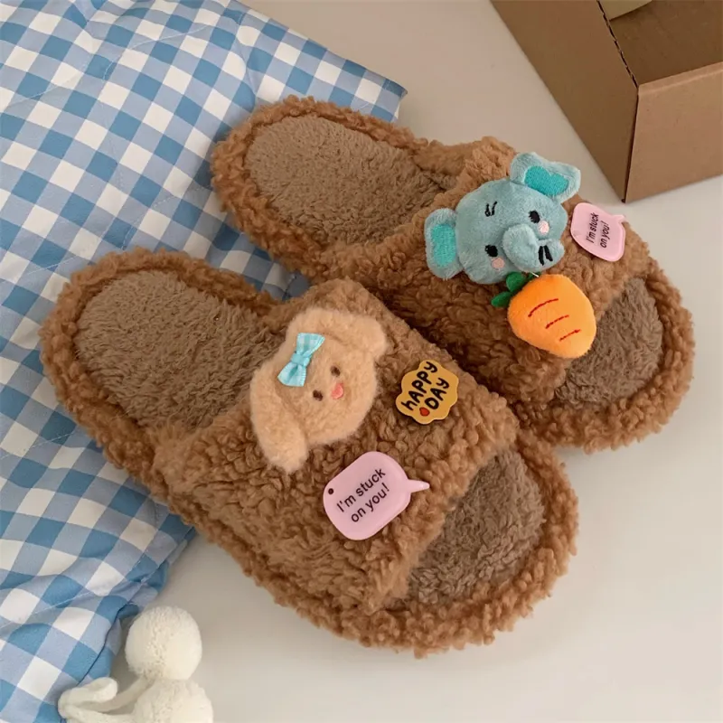 Thin Strips Cotton Slippers Women's White-9