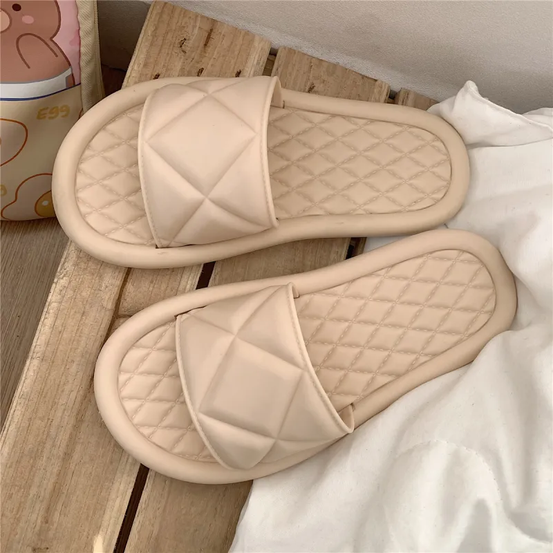 Thin Strips Slippers Women's, Apricot-5