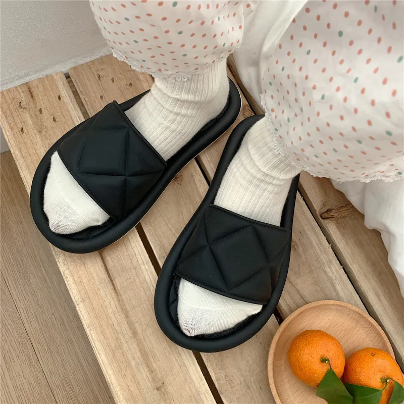 Thin Strips Slippers Women's, Apricot-7