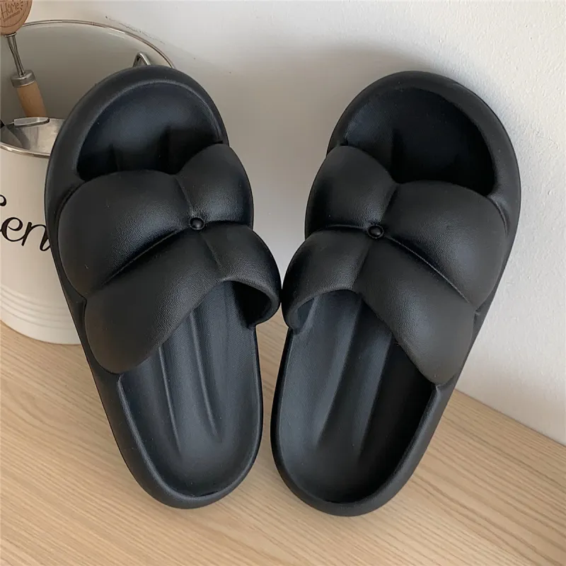 Thin Strips Slippers Women's, Black-2
