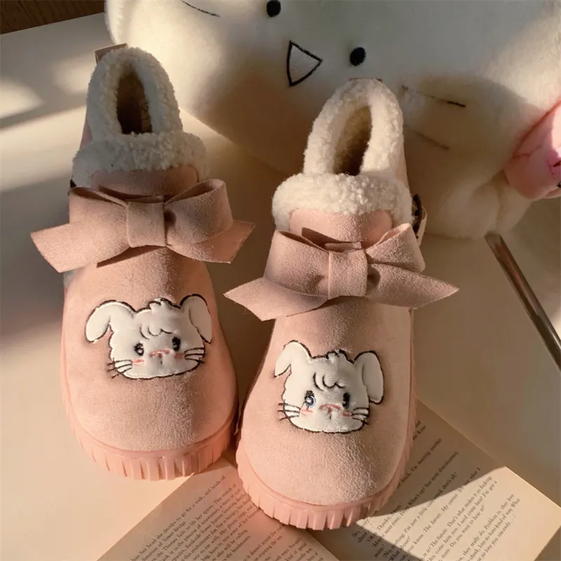 Thin Strips Cotton Slippers Women's, Pink-4