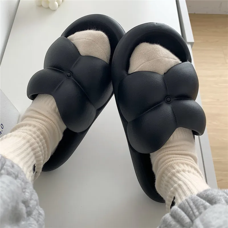 Thin Strips Slippers Women's, Black-1