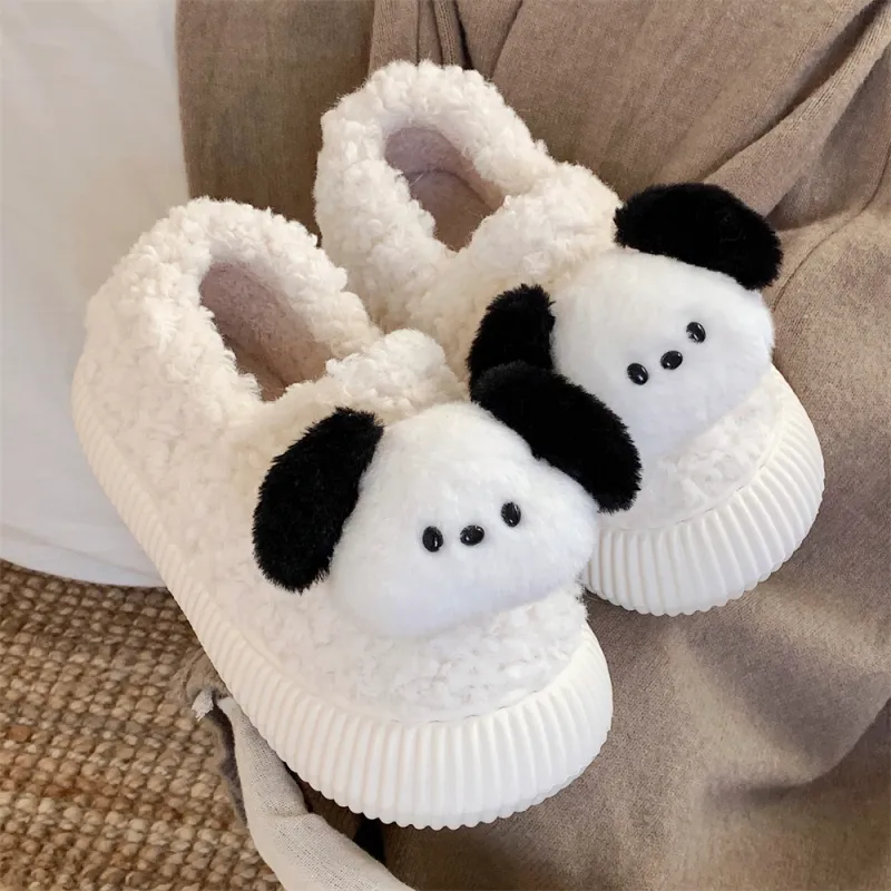 Thin Strips Cotton Slippers Women's, White-5