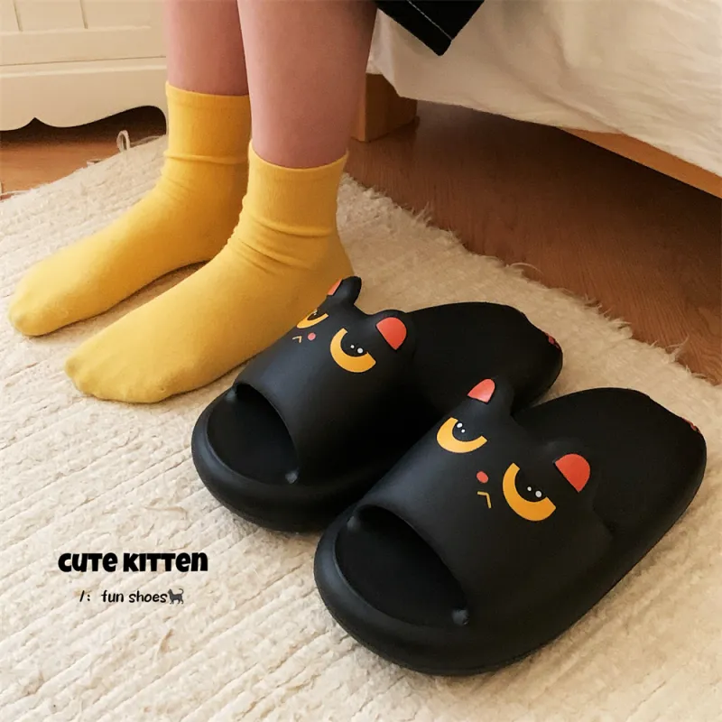 Thin Strips Slippers Unisex, Black-4