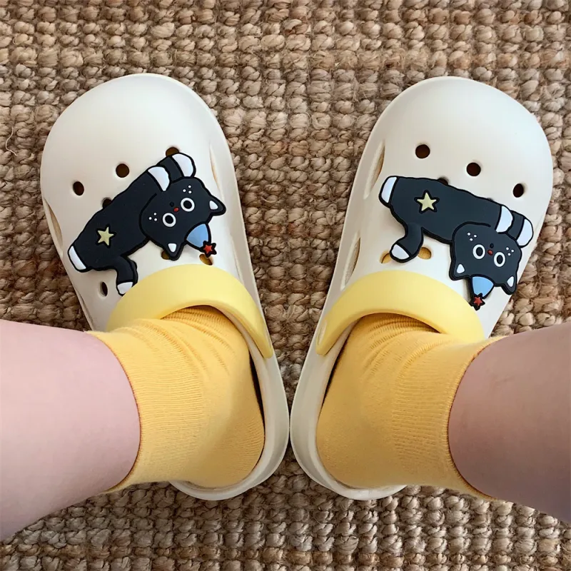 Thin Strips Home Slippers Women's, White Yellow-1