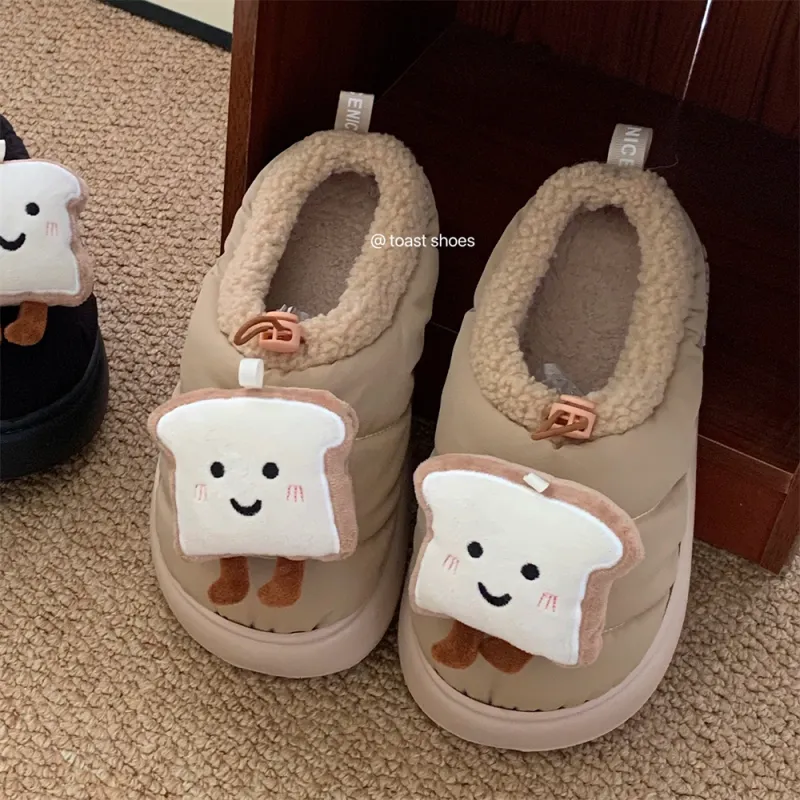 Thin Strips Cotton Slippers Unisex, White-7