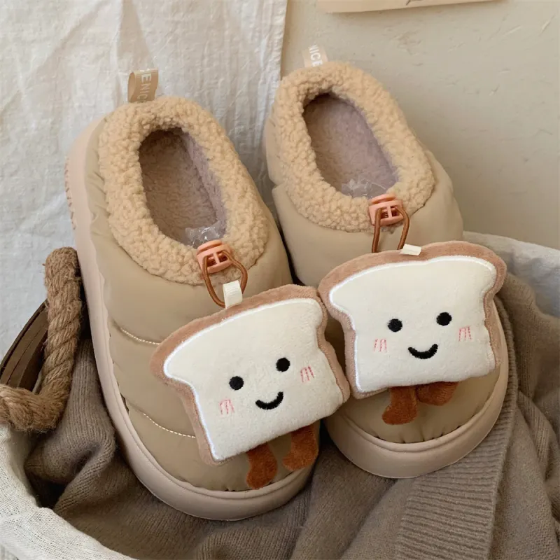 Thin Strips Cotton Slippers Unisex, White-8