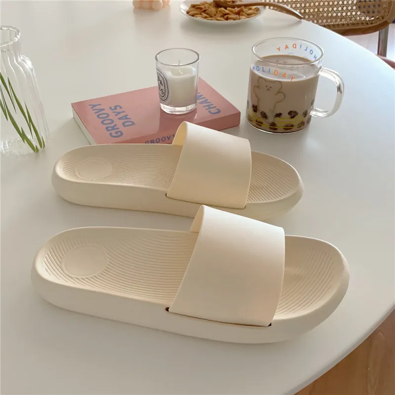 Thin Strips Slippers Unisex, Ecru-1