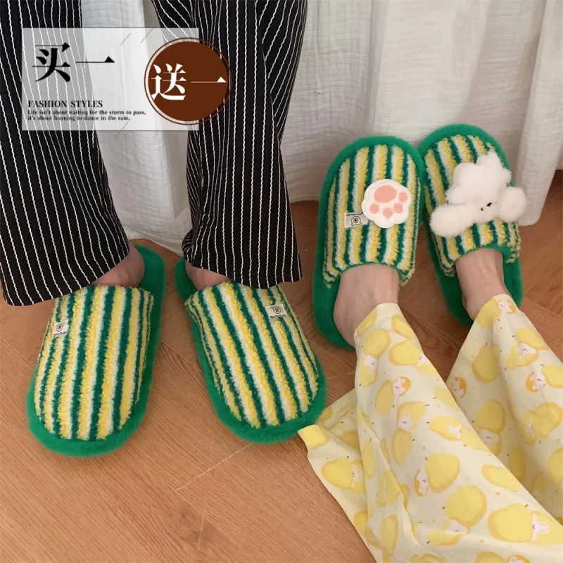 Thin Strips Cotton Slippers Unisex, Pink-28