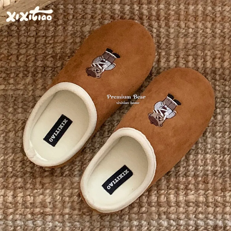 Thin Strips Cotton Linen Blend Slippers Unisex, White-8