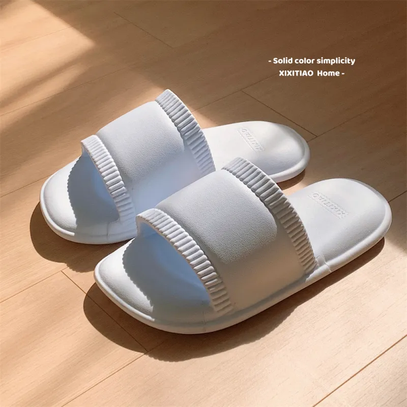 Thin Strips Sandal Slippers Unisex, Cream White-19