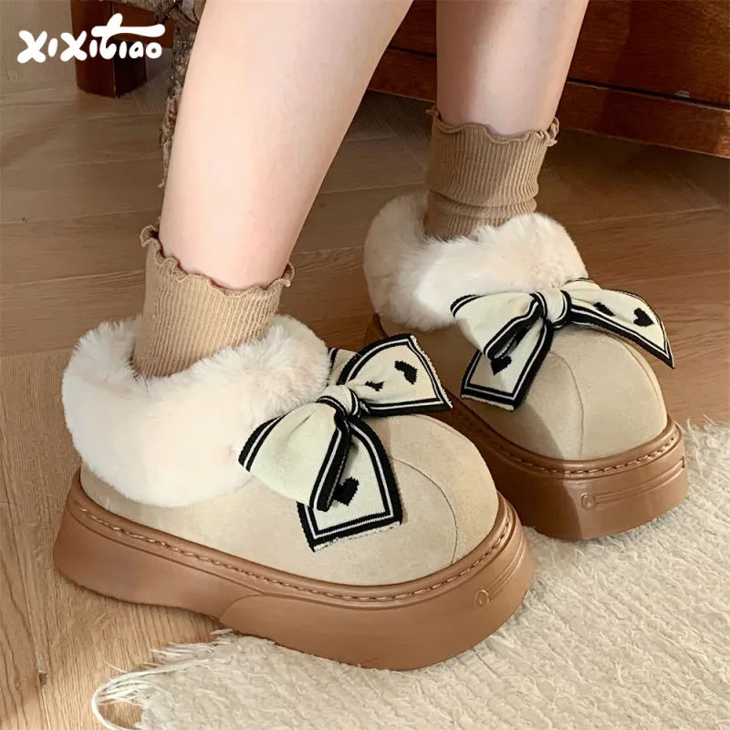Thin Strips Cotton Slippers Women's, Brown-14