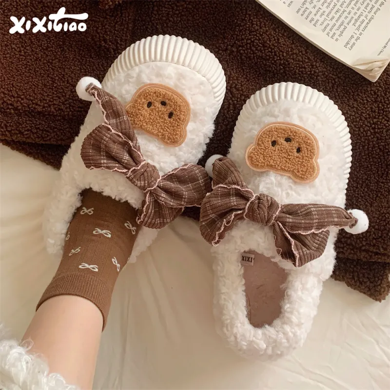 Thin Strips Cotton Slippers Women's Khaki-7