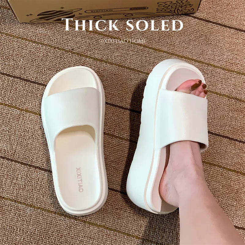 Thin Strips Slippers Women's, White-3