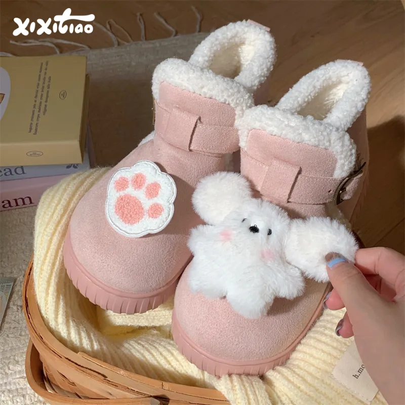Thin Strips Cotton Slippers Women's, White/Pink-6