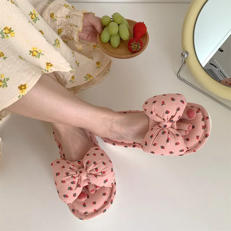 Thin Strips Cotton Linen Blend Slippers Women's Ecru-10