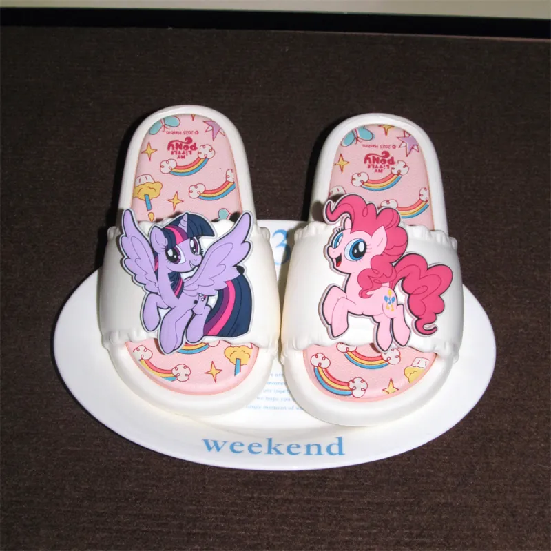 Thin Strips x MY LITTLE PONY Sandal Slippers Milk White+Light Pink Base-3