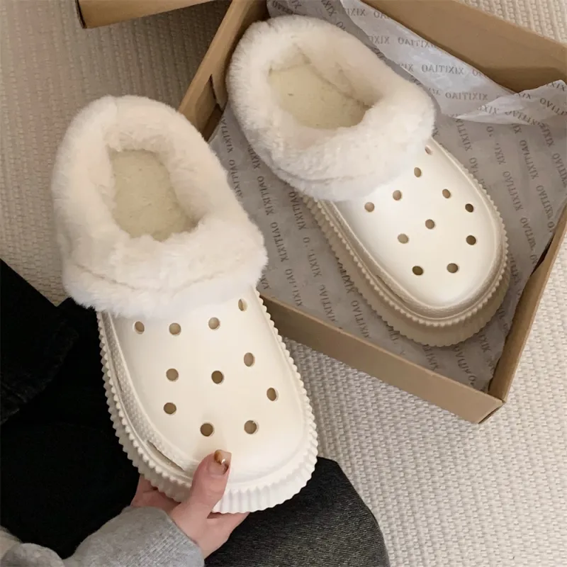 Thin Strips Cotton Slippers Women's, Cream White-4