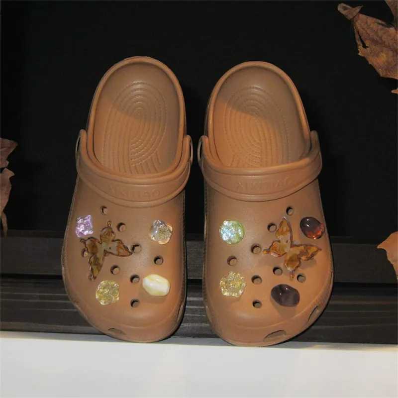 Thin Strips Slippers Men's And Women's Brown-1