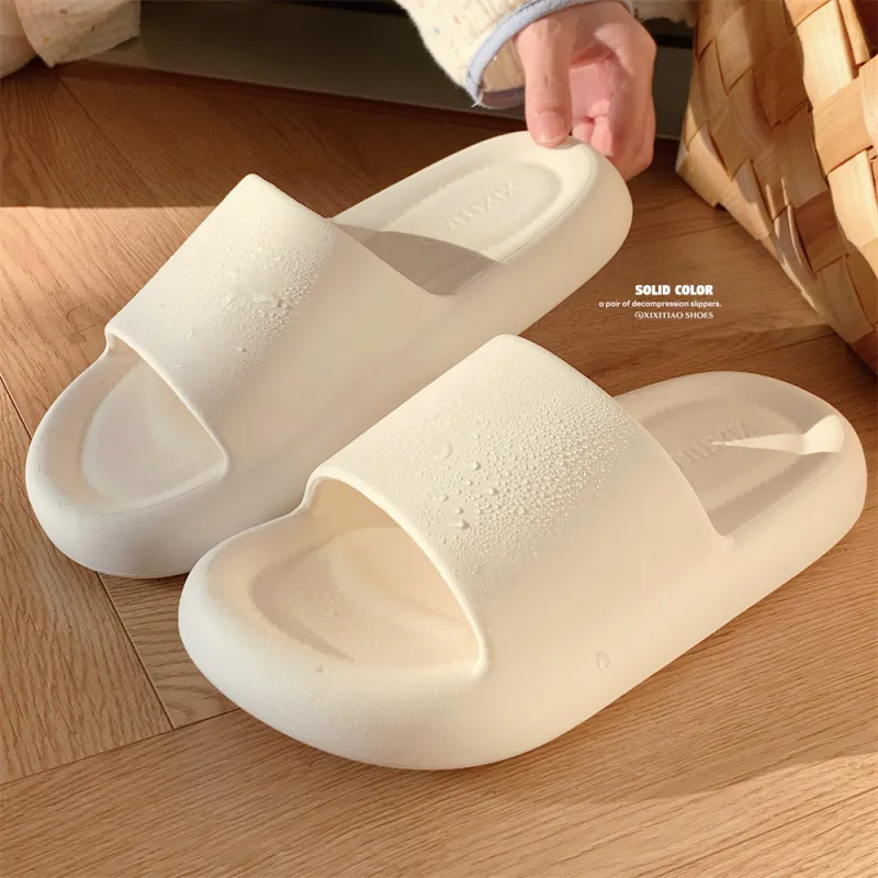Thin Strips Slippers Unisex, White-4