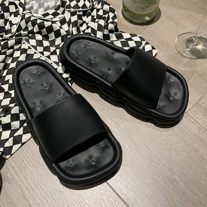 Thin Strips Slippers Women's, Black-1