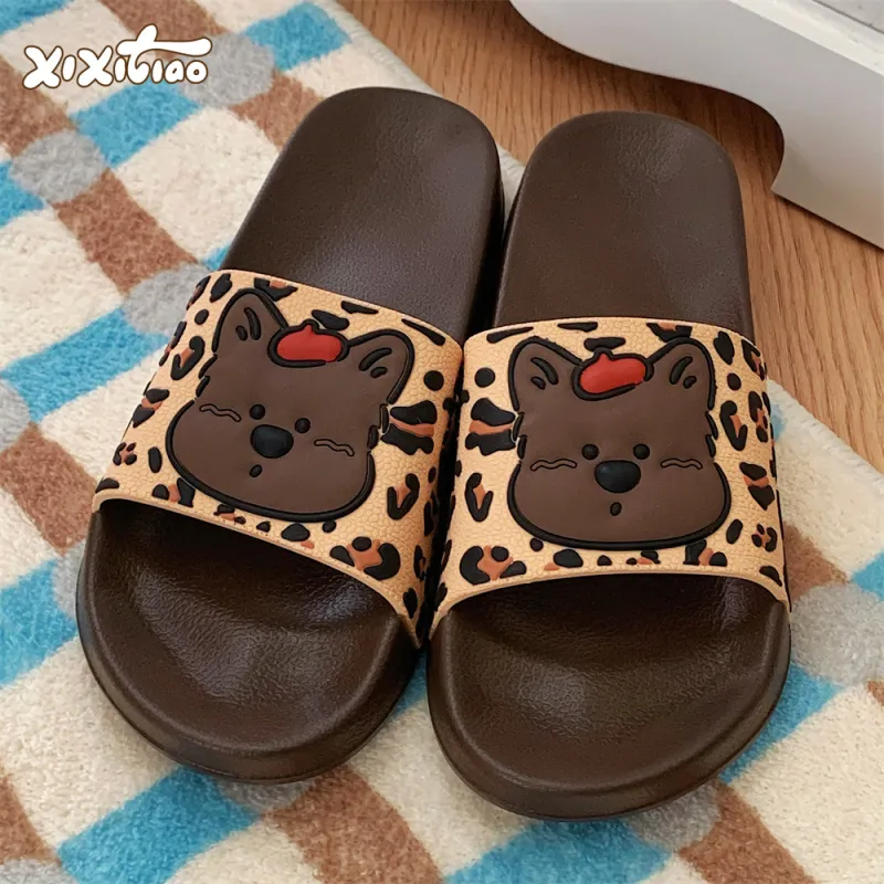 Thin Strips Slippers Women's, Brown-2