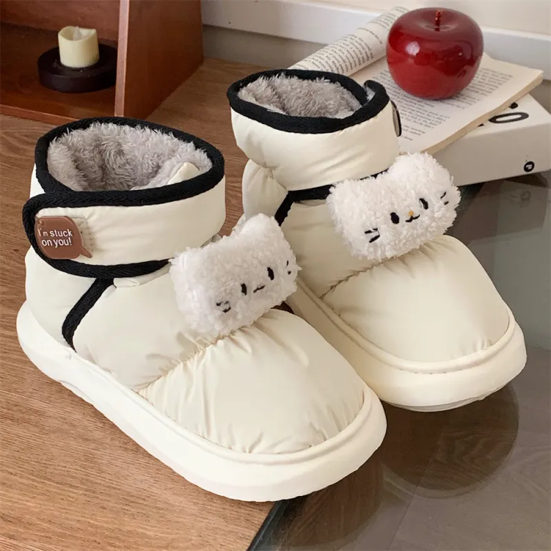 Thin Strips Cotton Slippers Unisex, White-5