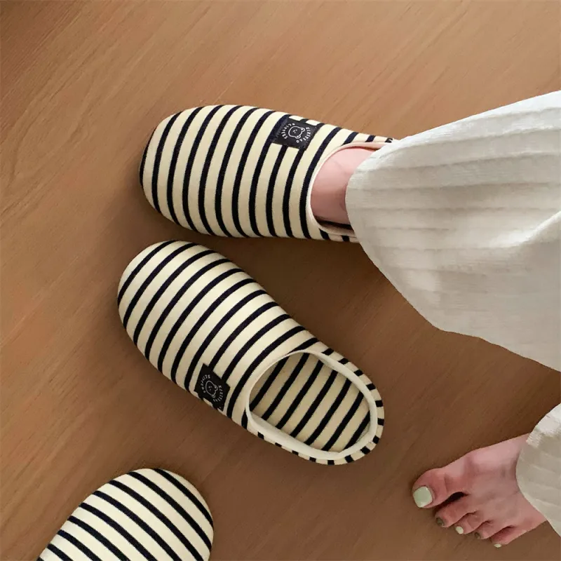 Thin Strips Indoor Slippers Unisex, Red-2