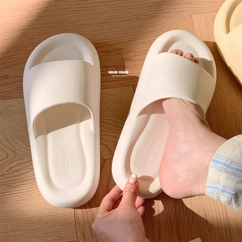 Thin Strips Slippers Unisex, White-2
