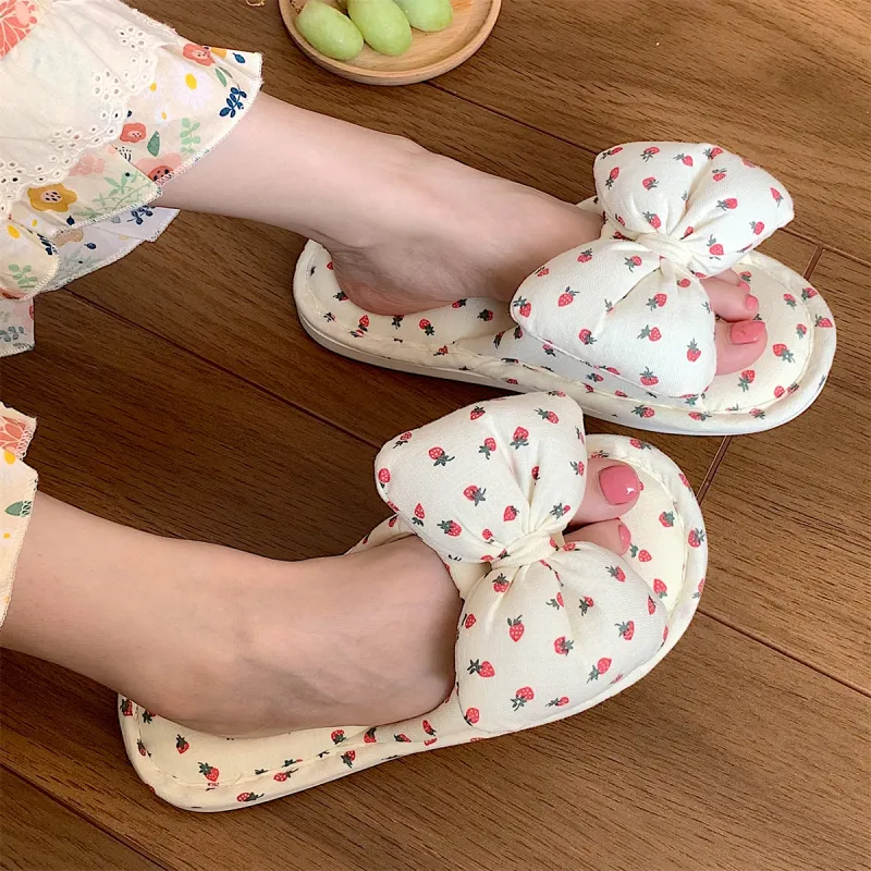 Thin Strips Cotton Linen Blend Slippers Women's Ecru-3