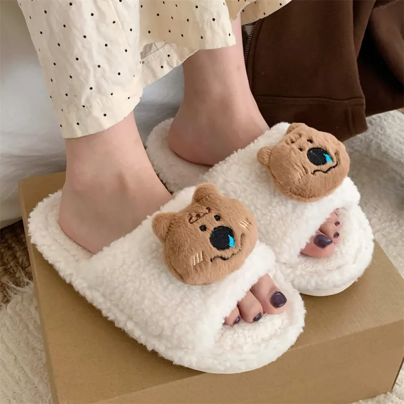 Thin Strips Cotton Slippers, Home Slippers Women's, Brown-11