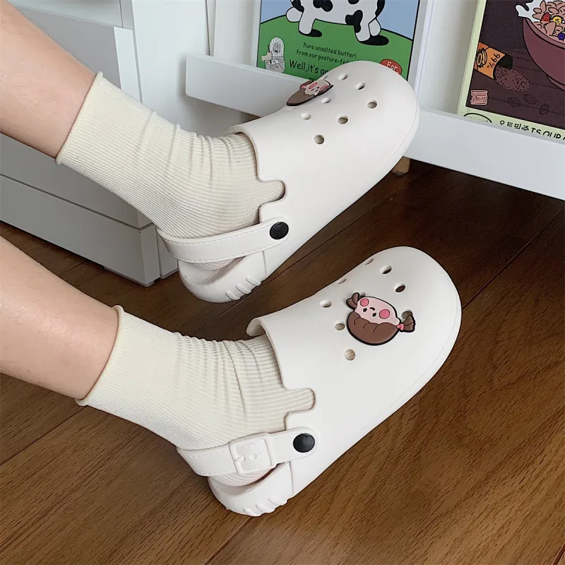 Thin Strips Slippers Unisex, White-4