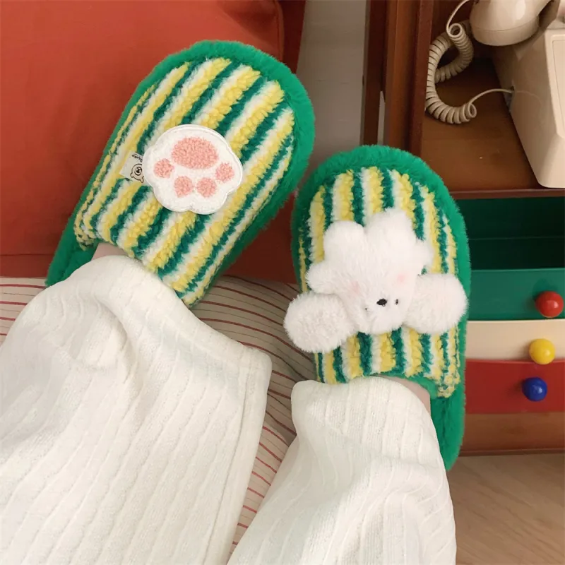 Thin Strips Cotton Slippers Unisex, Pink-48