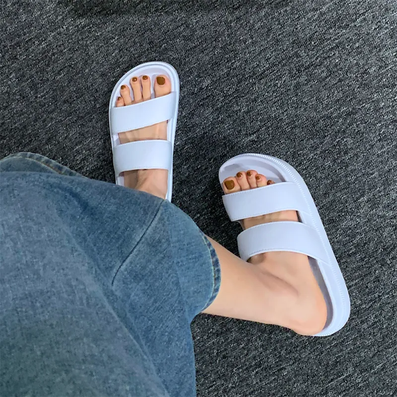 Thin Strips Slippers Unisex, Ecru-9