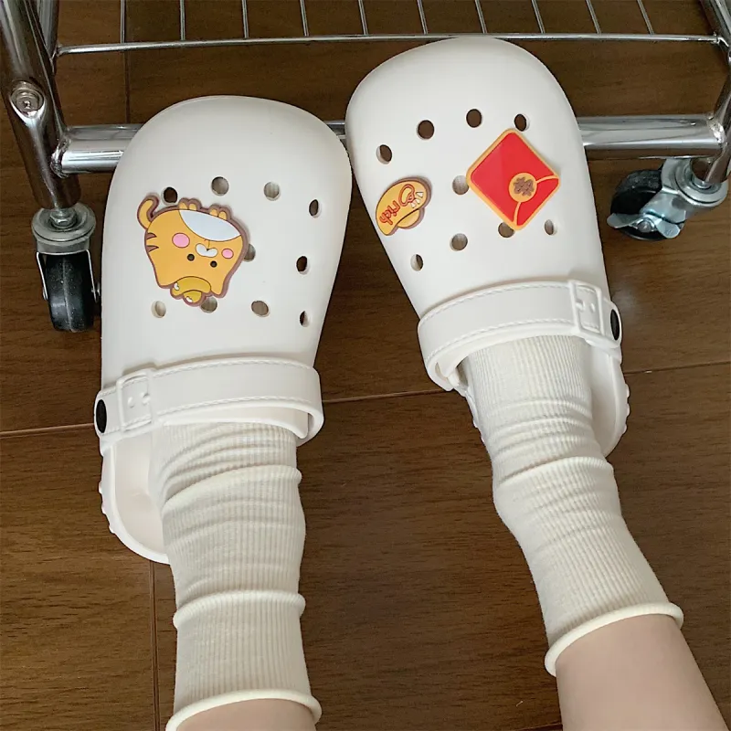Thin Strips Slippers Unisex, White-4
