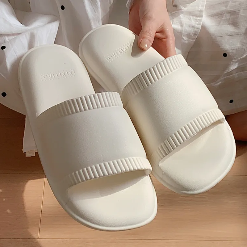 Thin Strips Sandal Slippers Unisex, Cream White-2