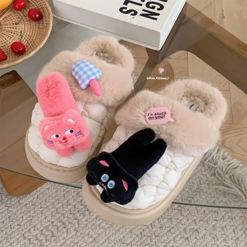 Thin Strips Cotton Slippers Women's, Pink-7
