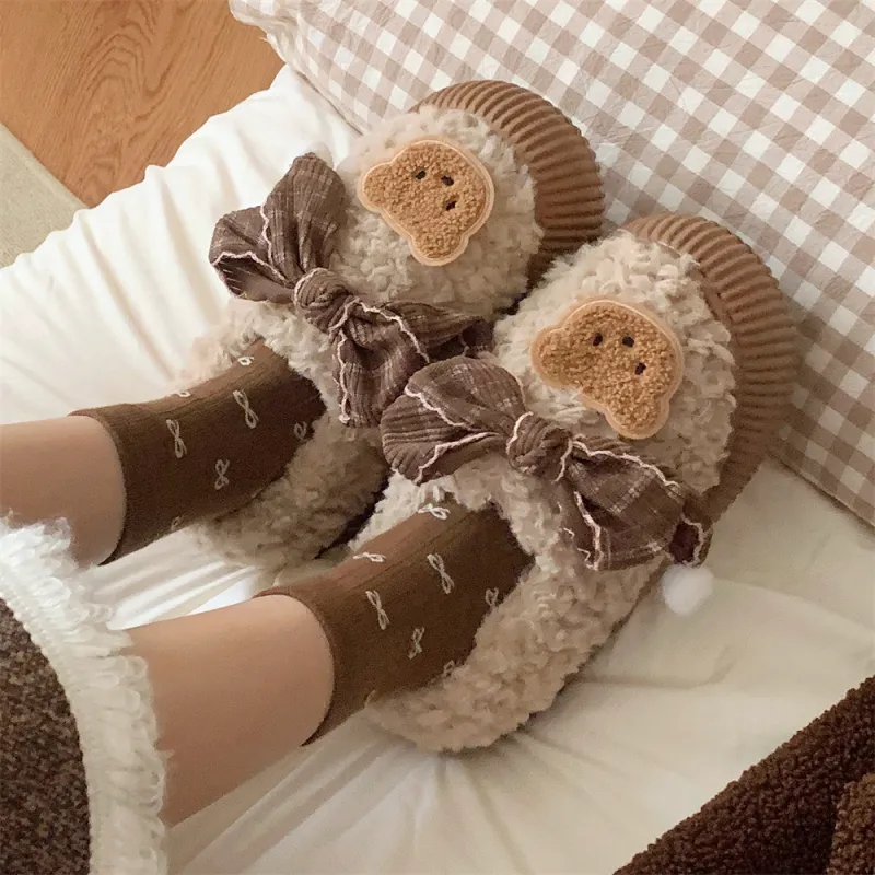 Thin Strips Cotton Slippers Women's Khaki-3