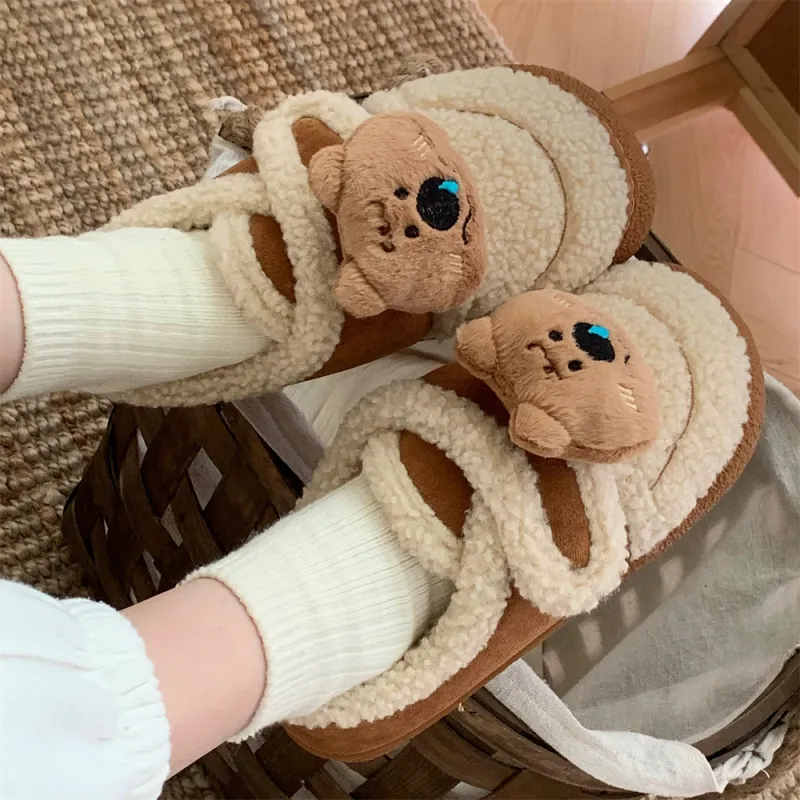 Thin Strips Cotton Slippers Women's-3