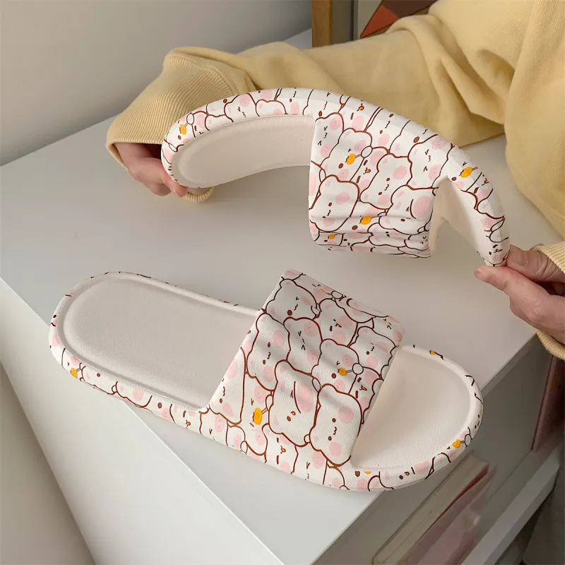Thin Strips Slippers Women's, White-5