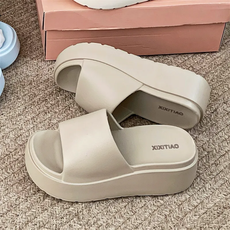 Thin Strips Slippers Women's, White-23