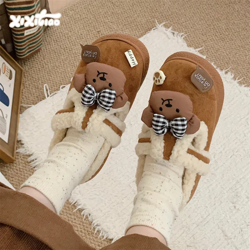 Thin Strips Cotton Slippers Women's, Light Brown-1