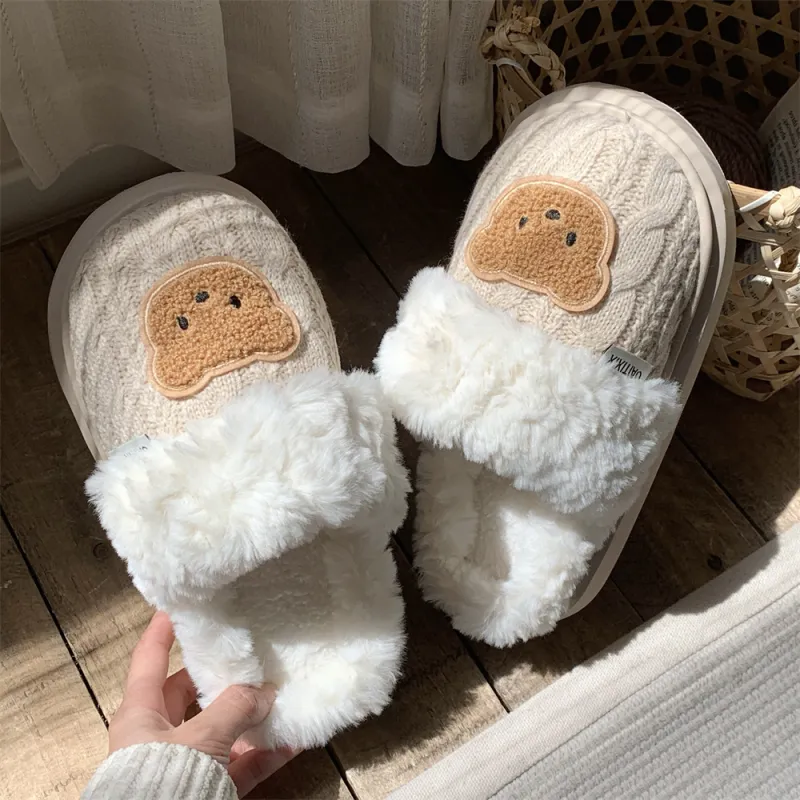 Thin Strips Cotton Slippers, Home Slippers Women's Khaki-2