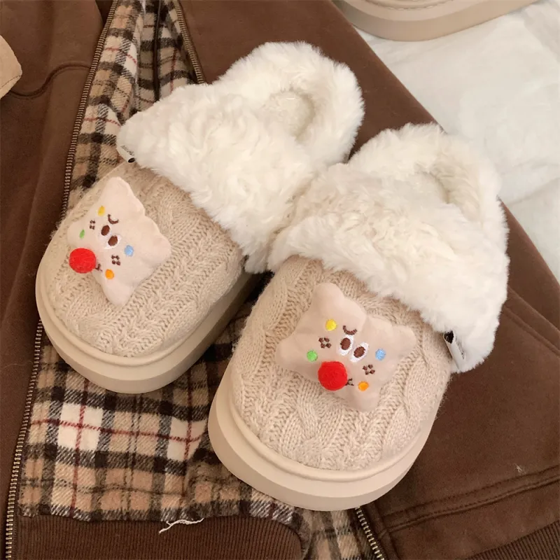 Thin Strips Cotton Slippers Women's Khaki-6