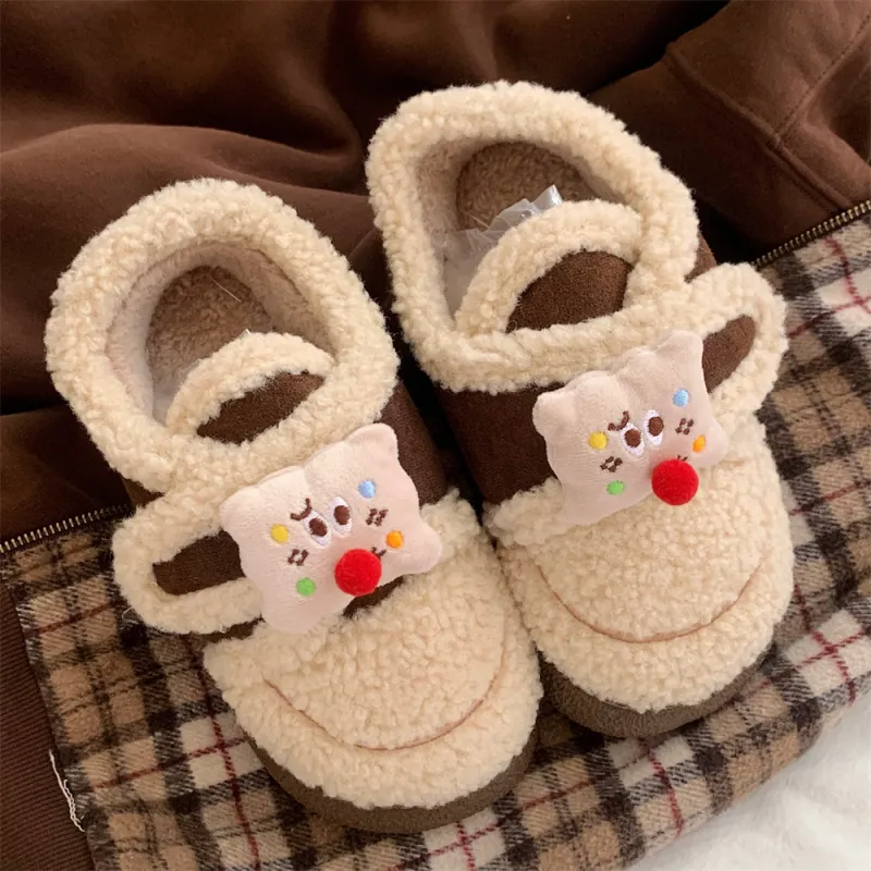 Thin Strips Cotton Home Slippers Women's, Black-13