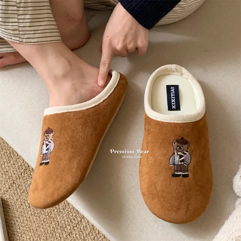 Thin Strips Cotton Linen Blend Slippers Unisex, White-12